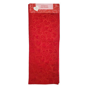 NEW Valentine's Day Heart Love Pattern Table Runner in Red (14" x 72")